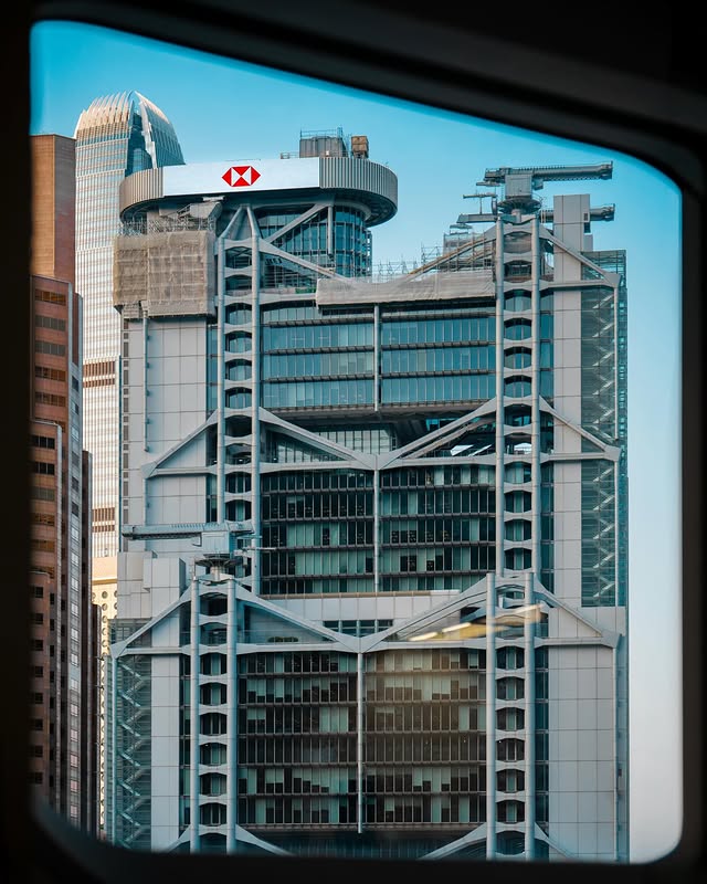 Instagram post by @garyfive for HSBC. Caption reads: •🇭🇰 I N S I D E . O U T : HSBC Main Building....