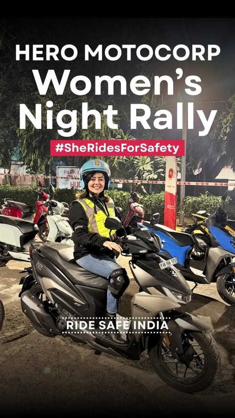 Instagram post by @garimaavtar for Hero MotoCorp. Caption reads: [...] Women’s Night Rally in Gurugram with Hero....
