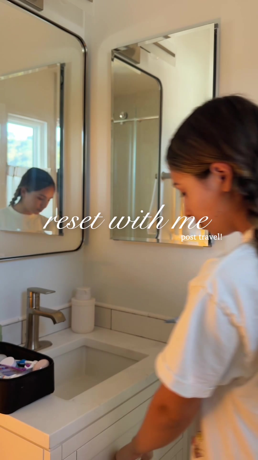 TikTok post by @mckennasalazar for downy. Caption reads: reset with me post travel 🫧 i was soo tired and....