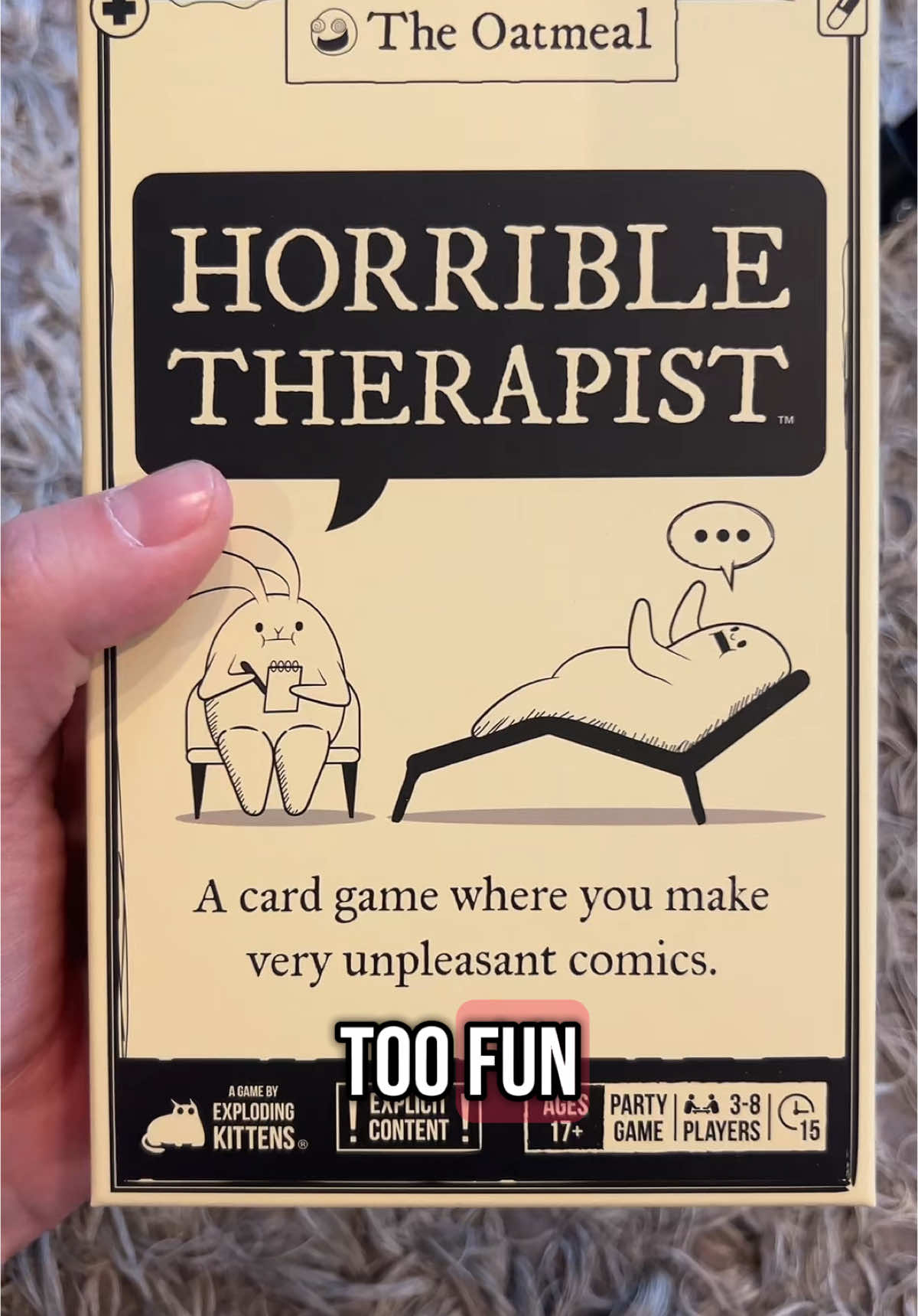 TikTok post by @beekindofweird for Exploding Kittens. Caption reads: This game is just too fun! Grab your equally....