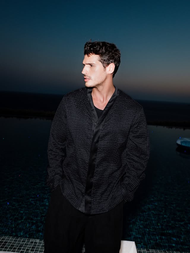 Instagram post by @mathismolinie for Giorgio Armani. Caption reads: @giorgioarmani Collaboration commerciale.