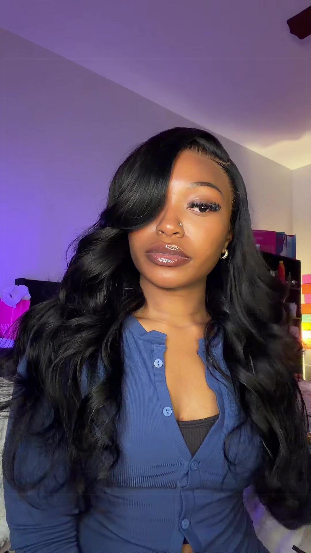 TikTok post by @kallmelanaaa for Bling Hair. Caption reads: [...] good lace and good quality hair 😍 @Bling....