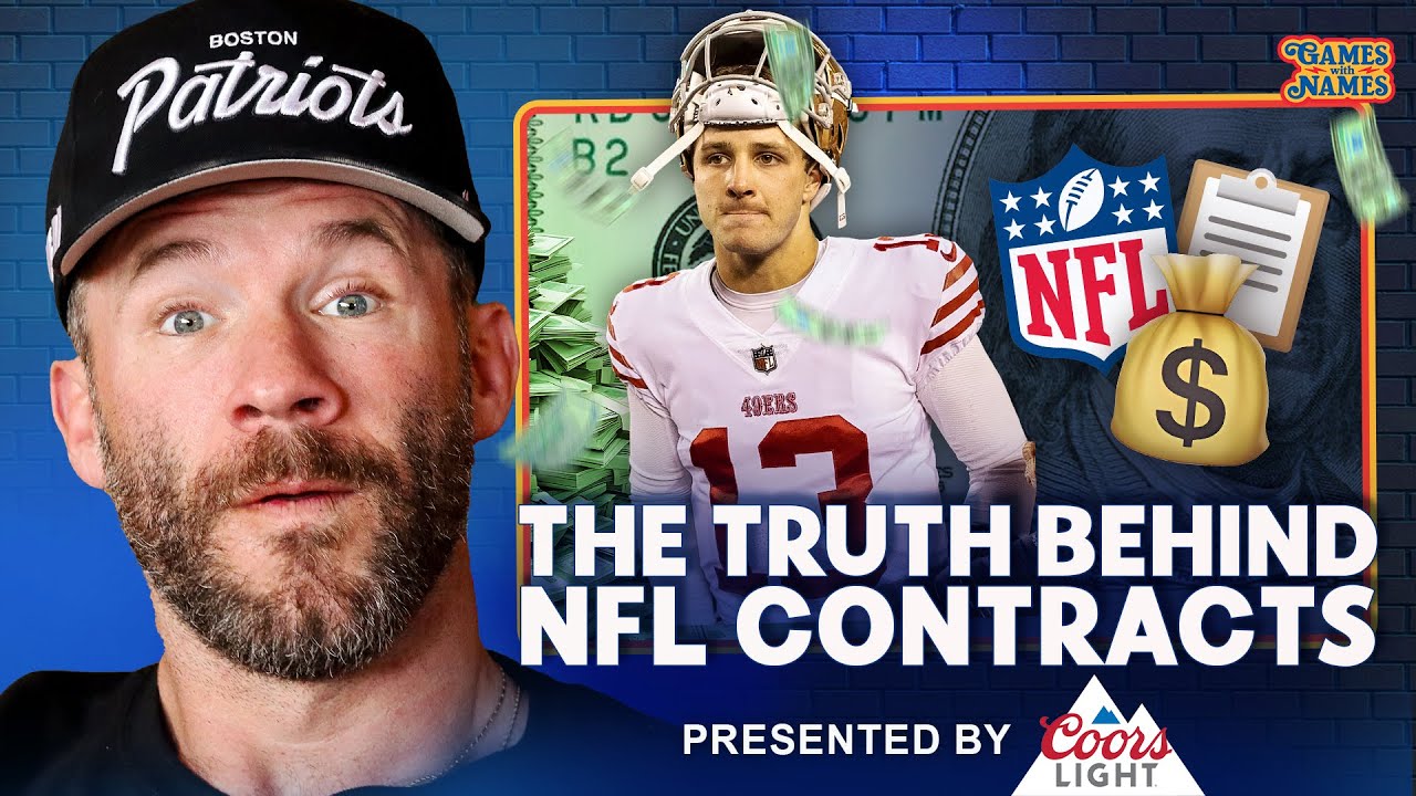 YouTube post by @gameswithnames for Coors Light. Caption reads: How NFL Contracts ACTUALLY Work | Games With Names.