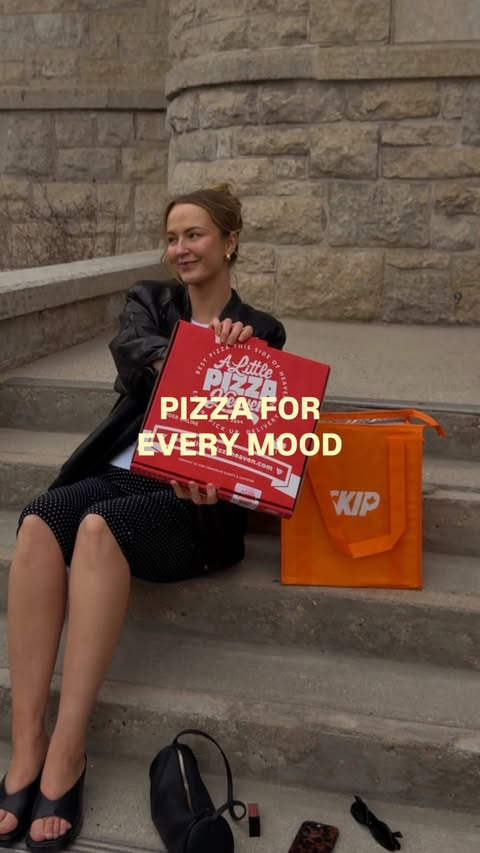 Instagram post by @saigetaylor for SkipTheDishes. Caption reads: Winnipeg, this is your sign to order pizza!! From....