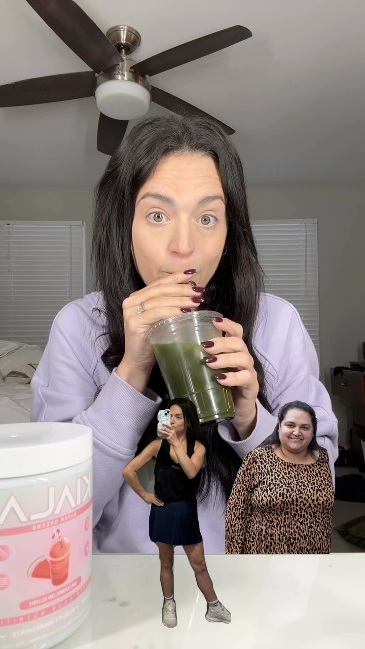 Instagram post by @amyinhalf for KIALA NUTRITION. Caption reads: Kiala Greens is on sale on Amazon - link in bio 💚....