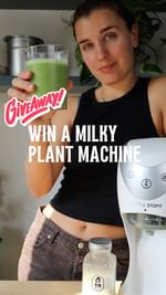 Instagram post by @recipesandplaces for Milky Plant. Caption reads: 🥳GIVEAWAY - Win a @themilkyplant machine to make....