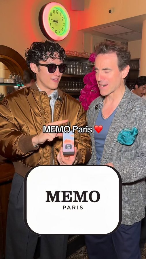 Instagram post by @thenoelthomas for Memo Paris. Caption reads: Interviewing MEMO Paris Co-Founder John Molloy....