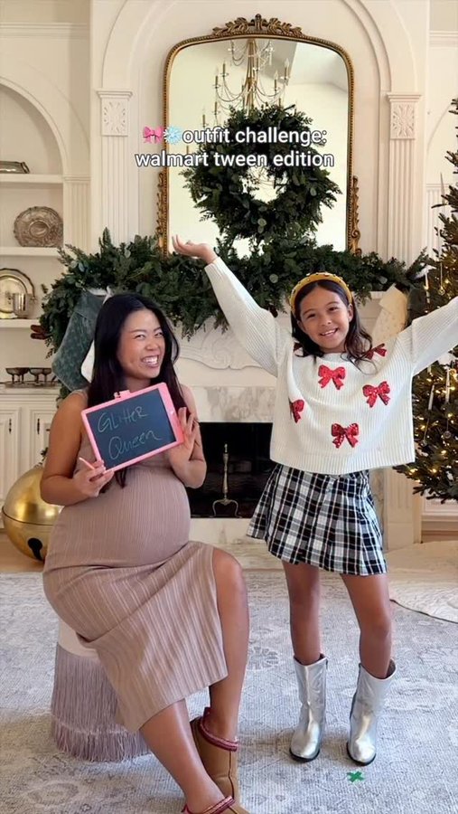 Instagram post by @joyfullygreen for Justice. Caption reads: ❄️Comment OUTFIT for affordable @Justice x Walmart....