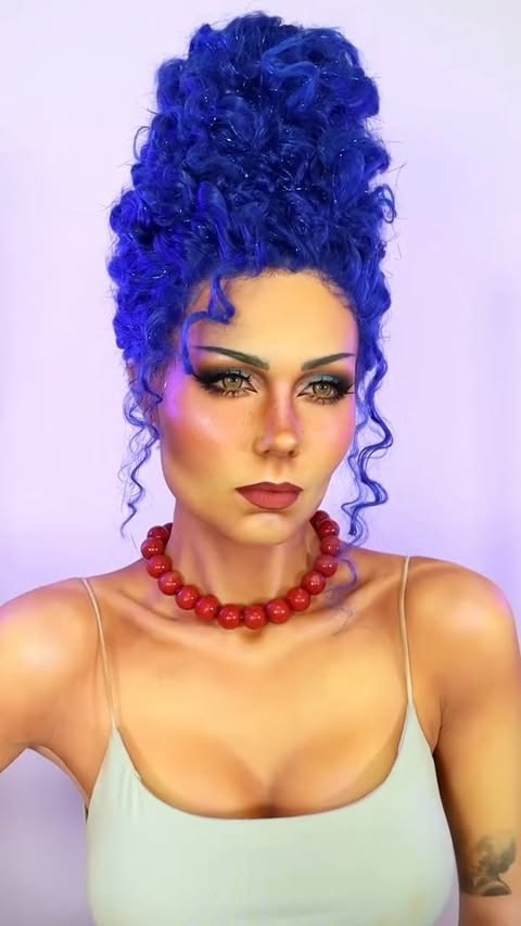 Instagram post by @ssipe_ for NYX Professional Makeup Nordics. Caption reads: Marge Simpson (Advertisement/gifted....
