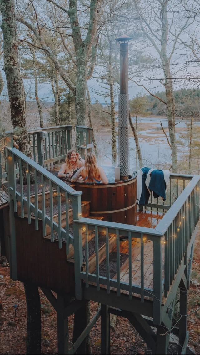 Instagram post by @emilie.hofferber for Visit Maine. Caption reads: This is probably my favorite treehouse I have ever....