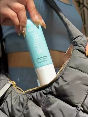 TikTok post by @yourtiredteacher_ for Bubble Insiders. Caption reads: [...] routine 🫧🤍 @Bubble Skincare @Bubble....
