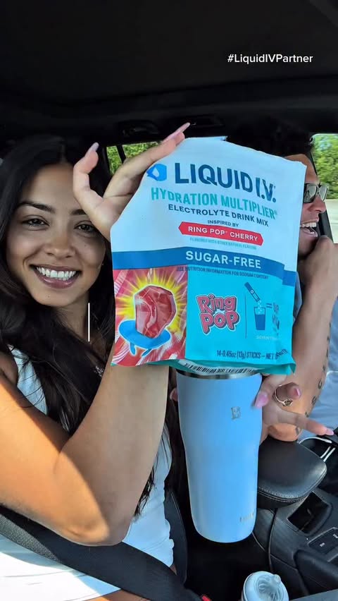 Instagram post by @calidoniomia for Liquid I.V.. Caption reads: [...] reward 😅 but never leaving without my....