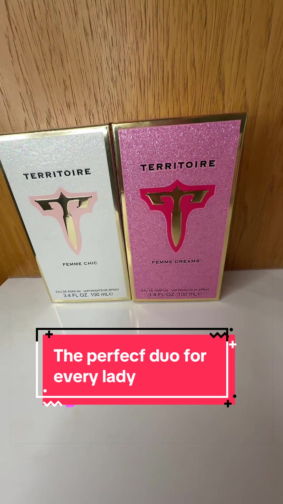 TikTok post by @ashleylendrum for Oudware. Caption reads: [...] #fruityperfume #glittery #women @Oudware.