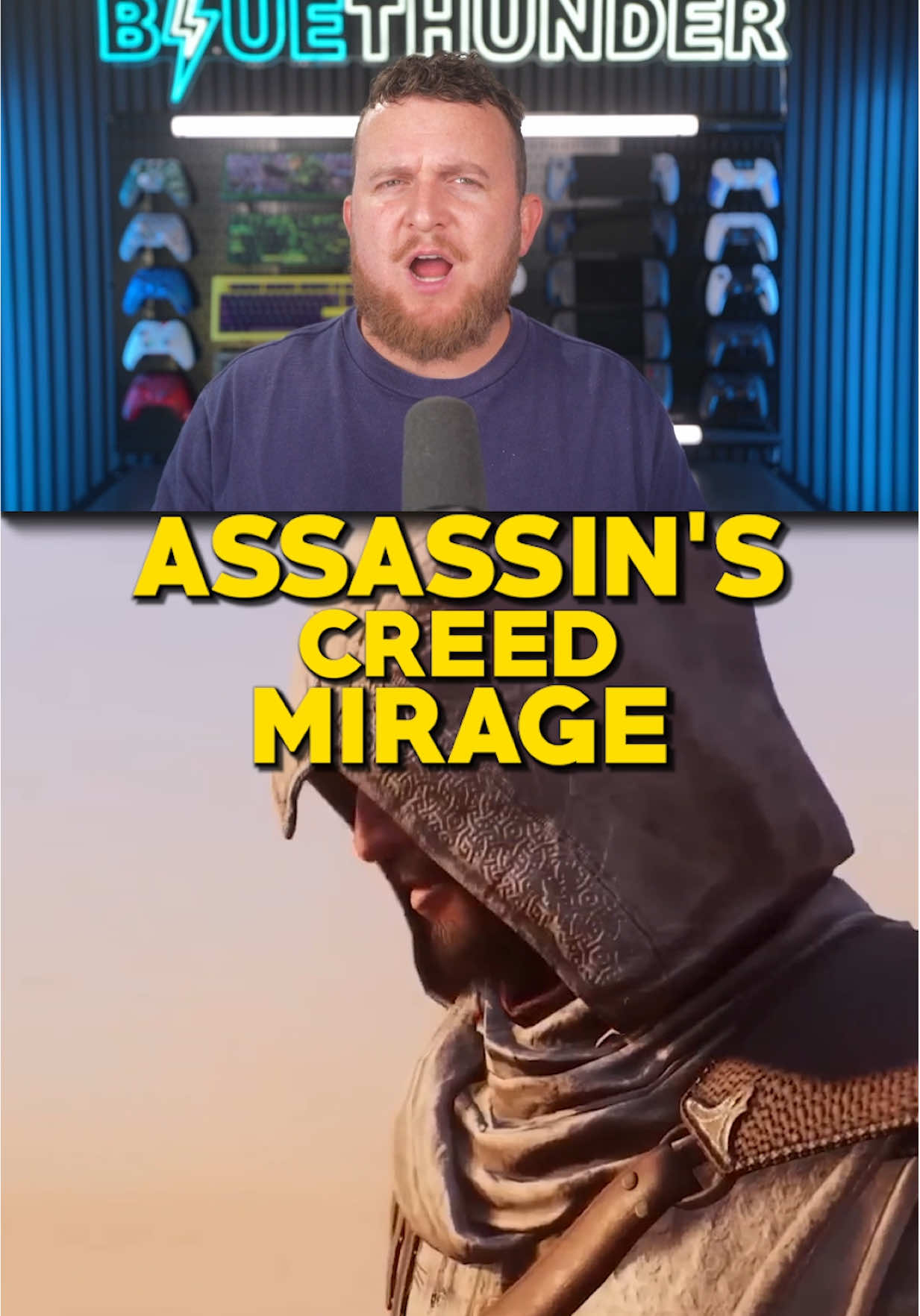 TikTok post by @bluethunder for Ubisoft. Caption reads: Assassin’s Creed Mirage is one of the BEST....