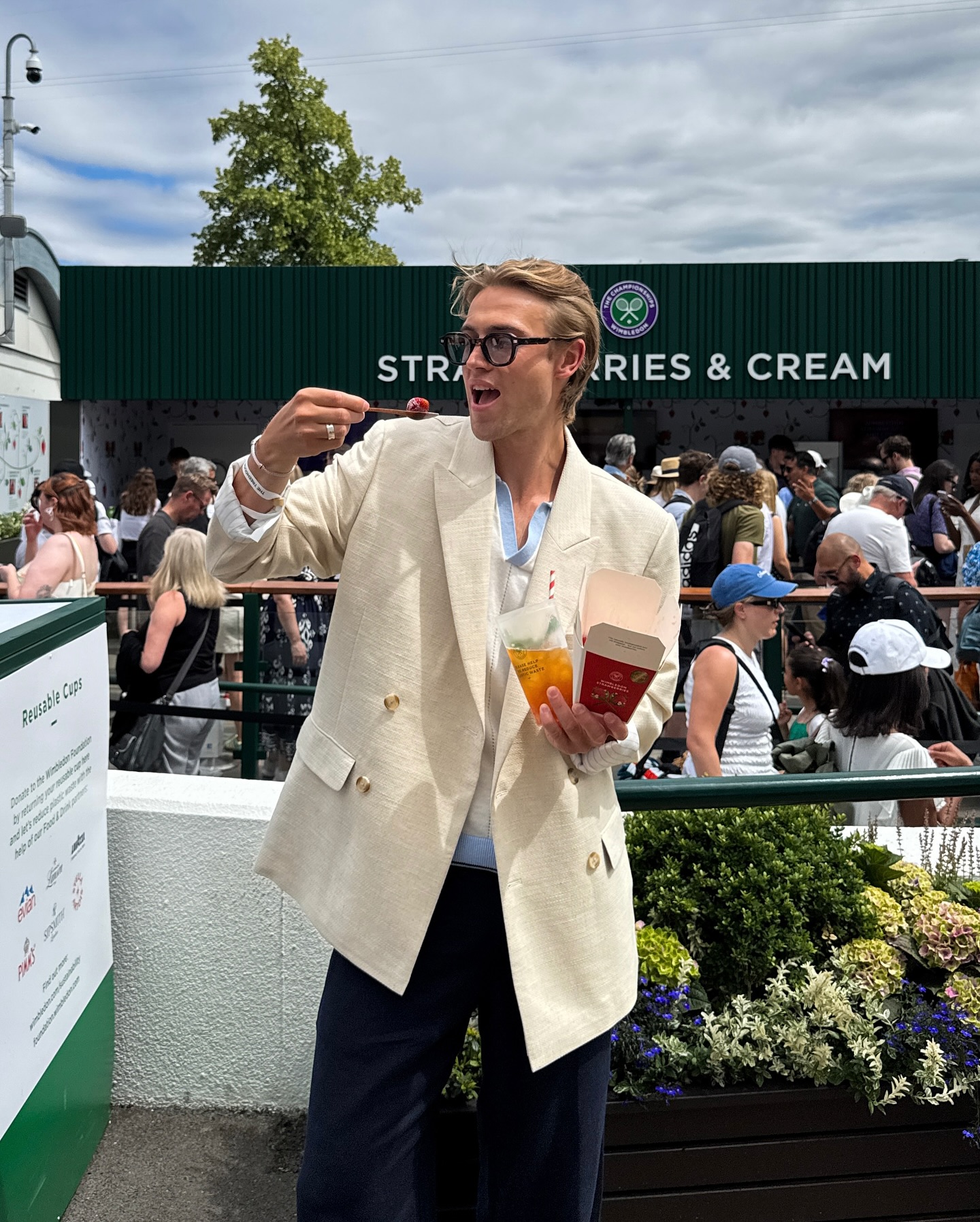 Instagram post by @creedmckinnon for Abercrombie & Fitch. Caption reads: 🍓🍦 is the perfect @wimbledon partner
Always a....