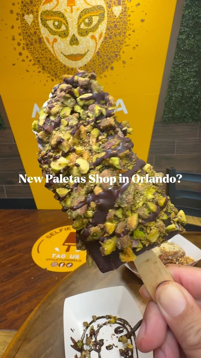 Instagram post by @tastychomps for Morelia Gourmet Paletas. Caption reads: NEW Dessert 🍨 Shop in Orlando Alert! Are these....