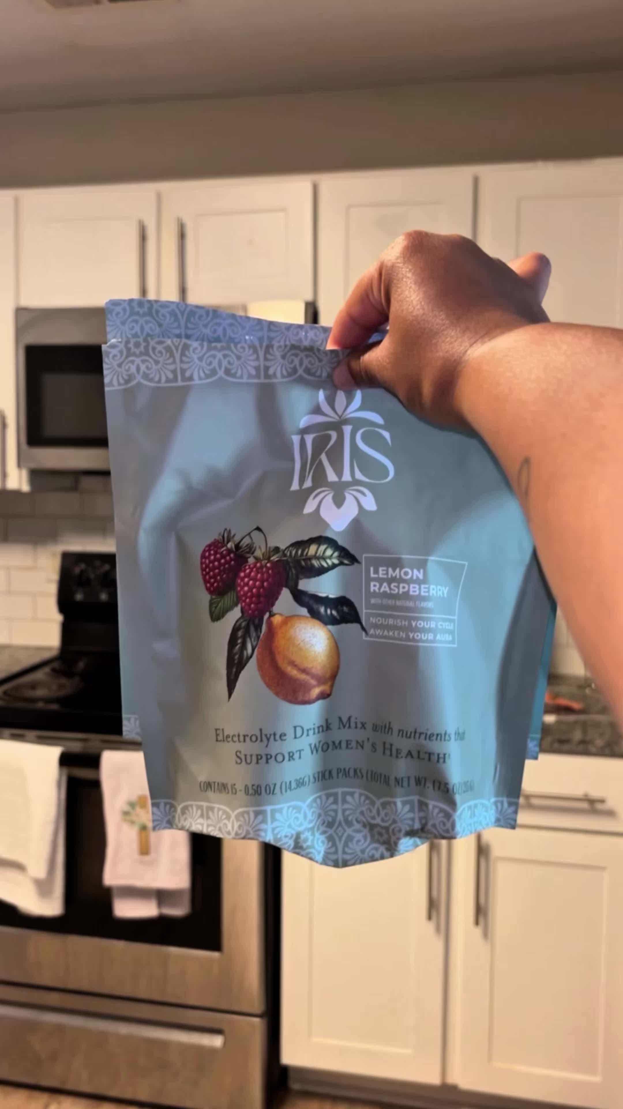 TikTok post by @shanicepaden for Iris Nutrition. Caption reads: Get @Iris Nutrition I need like 2452356344 bags 😂....