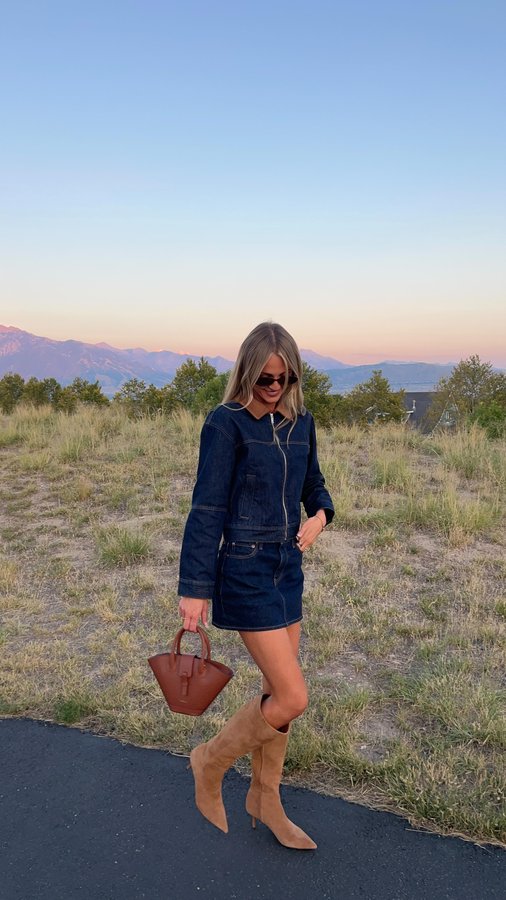 Instagram post by @beccers_gordon for Nine West. Caption reads: All you need is a brown pair of boots to elevate....