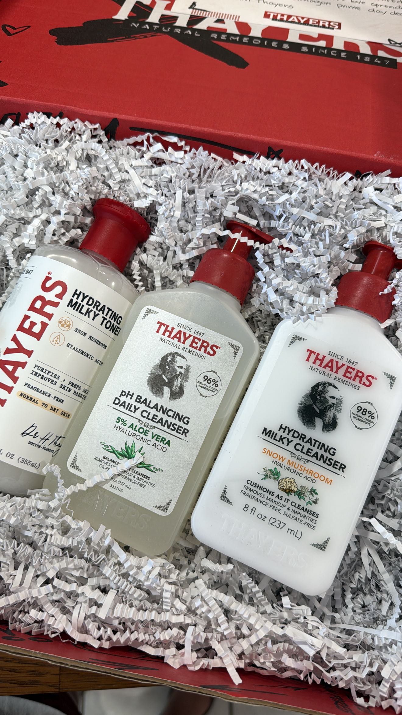 Instagram post by @sandy_azcona for Thayers. Caption reads: Never skipping a Thayers step—especially when it's....