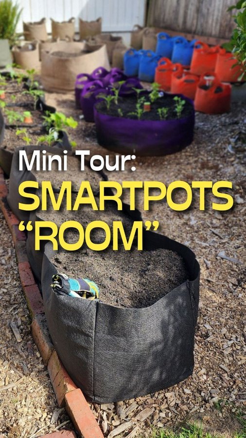 Instagram post by @spokengarden for Smart Pot. Caption reads: Welcome to our @smartpots garden room!....