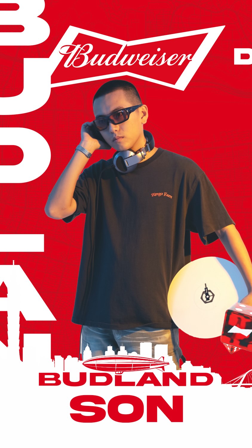 Instagram post by @djson66 for Budweiser. Caption reads: DJ SON —— 從球場到舞台，用節奏點燃每一個瞬間。
來自 Afrostudio 的 DJ....