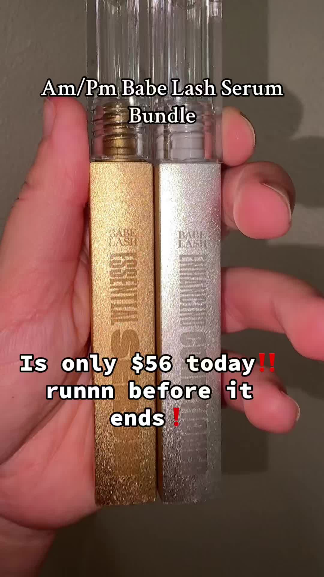 TikTok post by @lilbethers for Babe Original. Caption reads: [...] Lash Am/Pm Lash serum!  @Babe Original....
