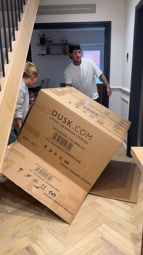 Instagram post by @bleuu for DUSK. Caption reads: Unpack our new settee with us🫶🏼 @dusk.com p.s....