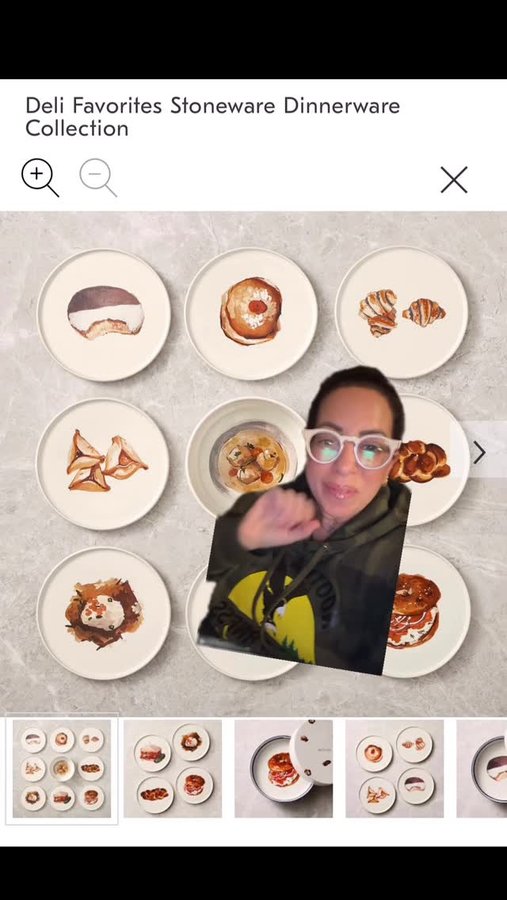 Instagram post by @therealmelindastrauss for West Elm. Caption reads: @westelm these are Jewish mom cookbook author....