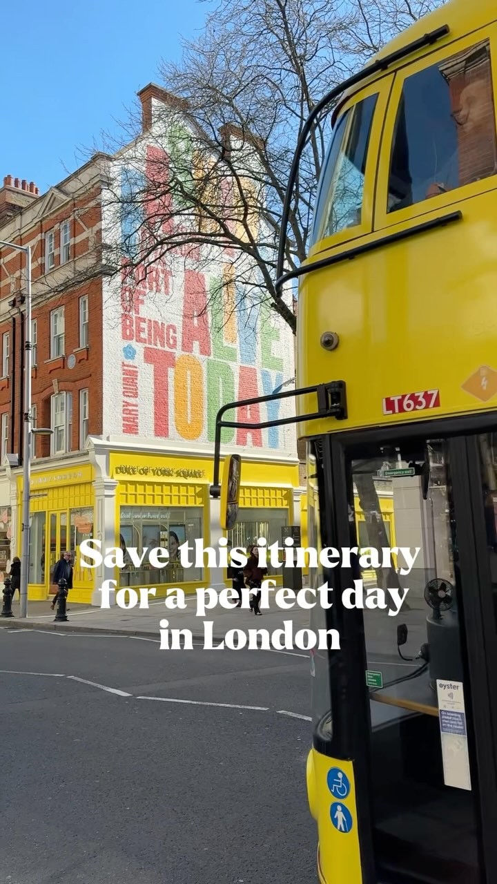 Instagram post by @my_ldn for Saatchi Gallery. Caption reads: Save this itinerary for the perfect day in London!....