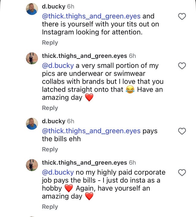 Instagram post by @thick.thighs_and_green.eyes for Tutti Rouge. Caption reads: [...] #funny *Both lingerie sets gifted by....