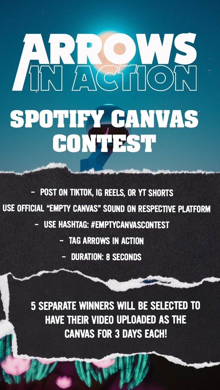 Instagram post by @arrowsinaction for Spotify for Artists. Caption reads: Want to be the Spotify Canvas for Empty Canvas???....