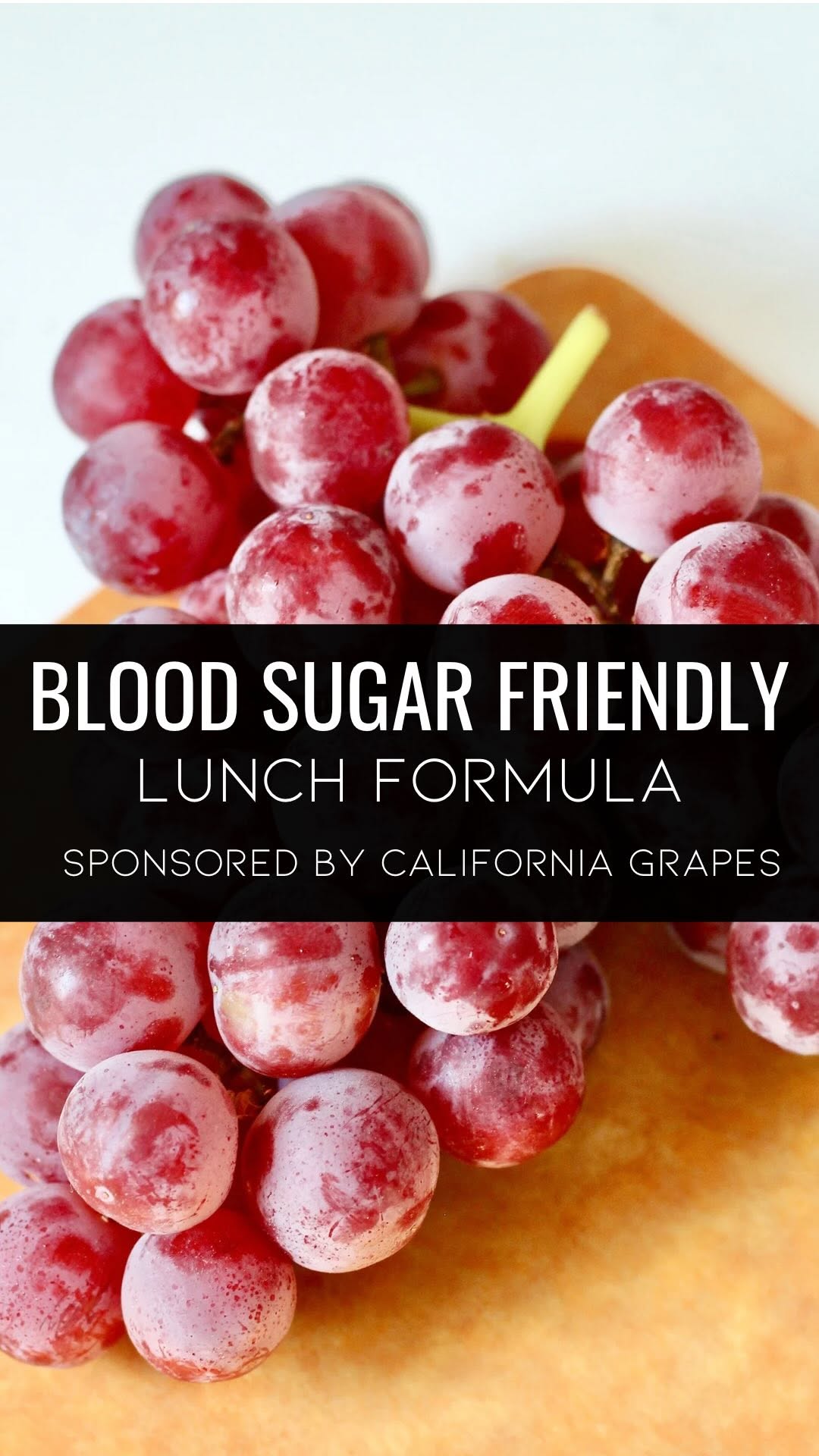 Instagram post by @milknhoneynutrition for Grapes from California. Caption reads: #ad My no-fail lunch formula: 1 fruit 🍇+ 1 veggie....