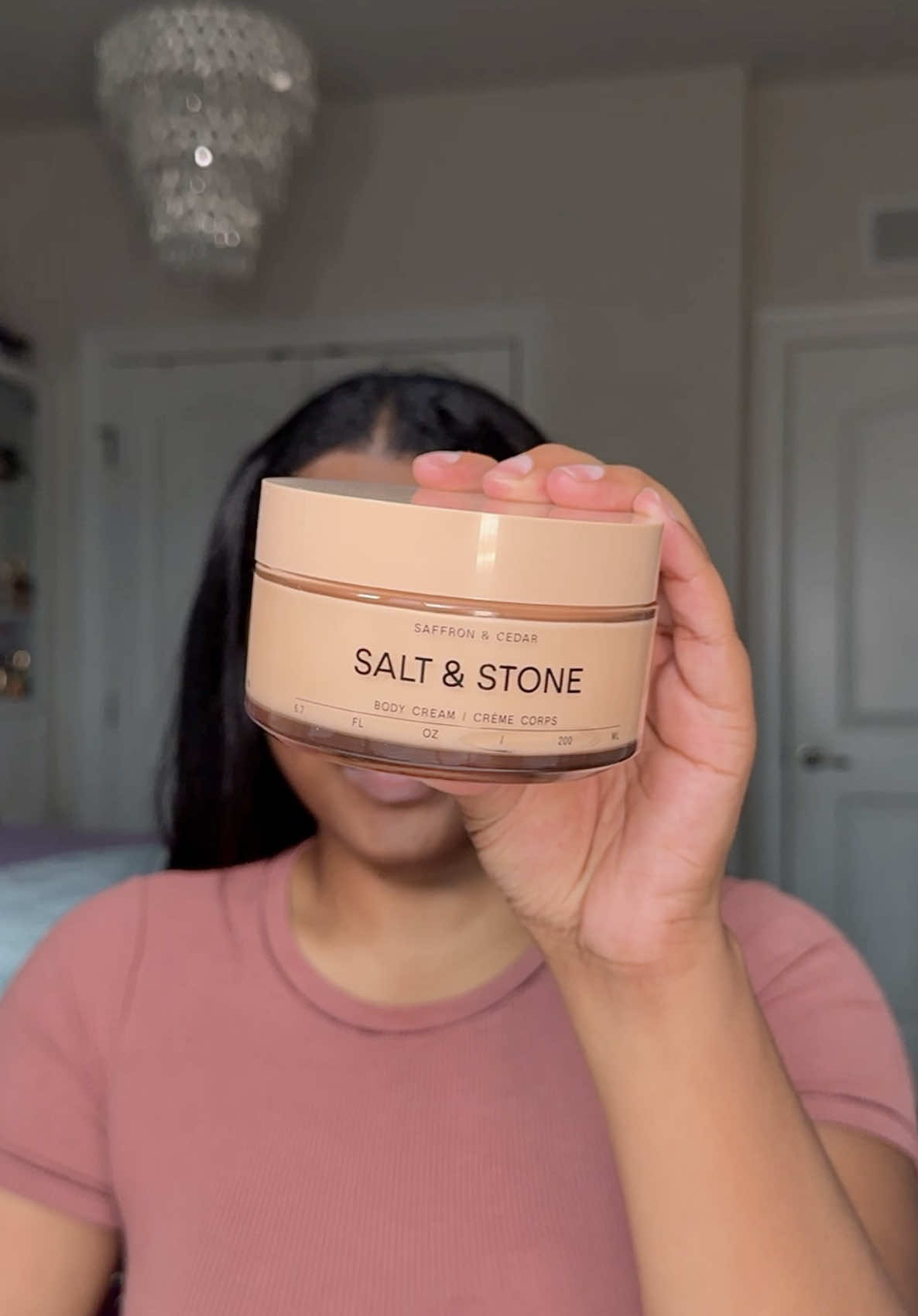 TikTok post by @aqua4me for SALT & STONE. Caption reads: [...] Saffron and Cedar from @SALT & STONE ve you....
