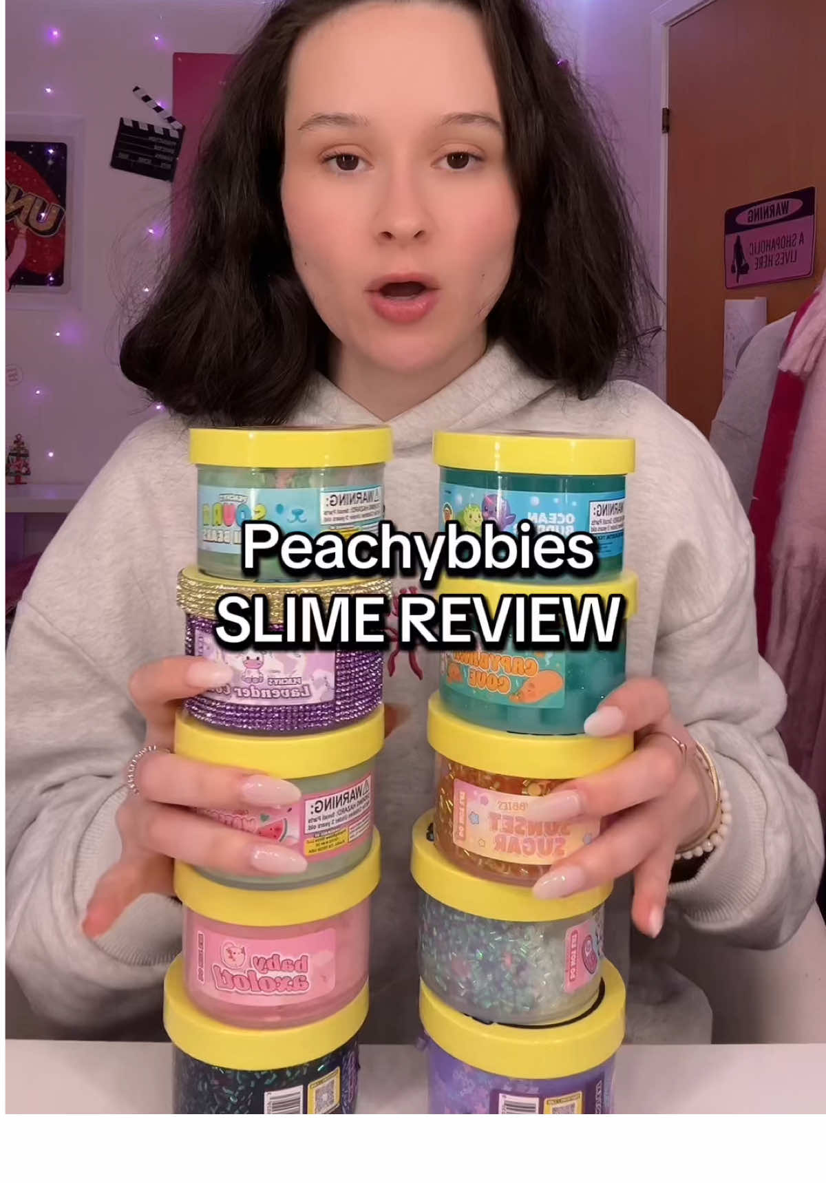 TikTok post by @josymariiee for Peachybbies. Caption reads: PEACHYBBIES SLIME REVIEW! 😍 @Peachybbies Slime....