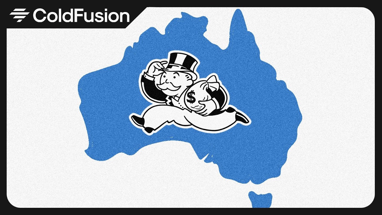 YouTube post by @ColdFusion for Brilliant.org. Caption reads: Australia’s Monopoly Is Hidden in Plain Sight.