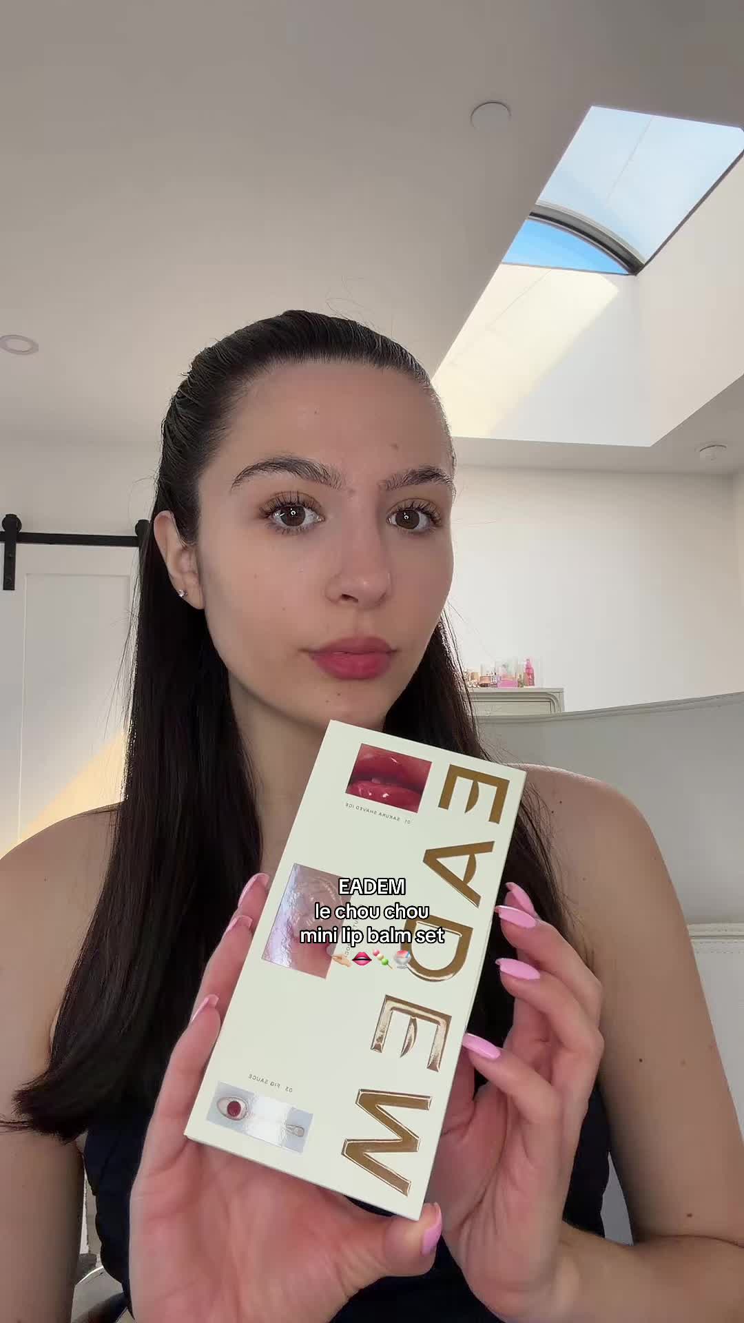 TikTok post by @alexxa_rosee for Eadem. Caption reads: this @EADEM lip balm set has the CUTEST minis! fig....