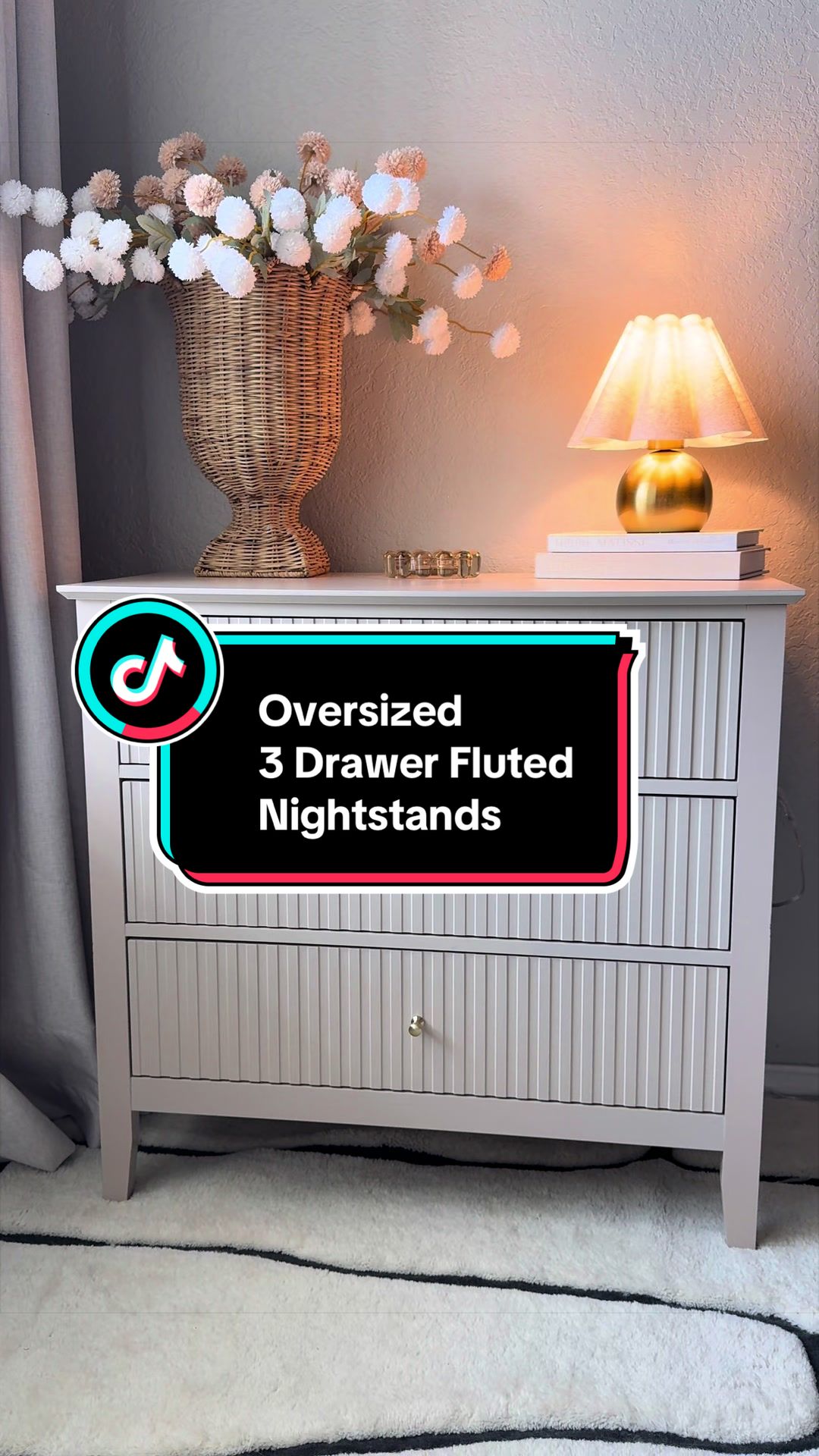 TikTok post by @homewithkasandra for Royalcraft. Caption reads: [...] #tiktokshop #nightstands @Royalcraft Home.