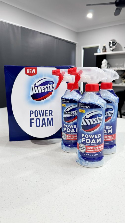 Instagram post by @taylahjaynee for Domestos. Caption reads: Clean smarter not harder with the NEW!....