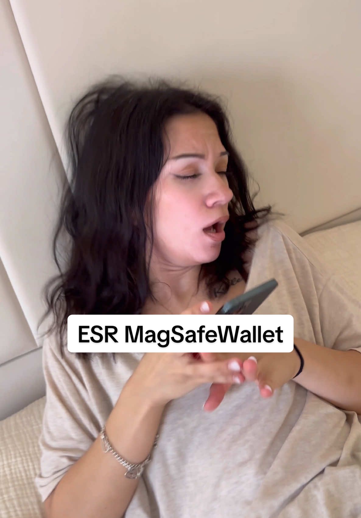 TikTok post by @daeandemily for ESR. Caption reads: Now I can stop finding my credit card in random....