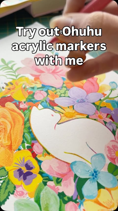 Instagram post by @aikograven for Ohuhu Art Supplies. Caption reads: #ad I had such a great time playing with these....