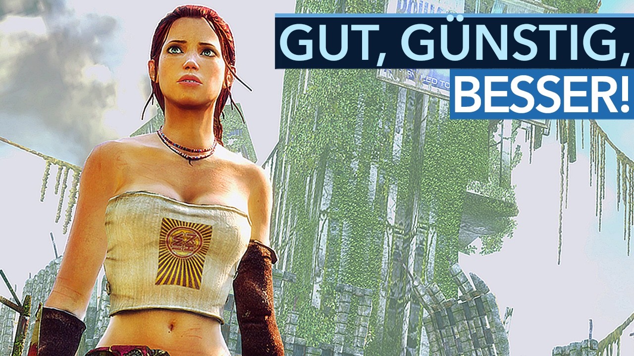 YouTube post by @gamestar for NVIDIA. Caption reads: Erst im Steam Sale sparen - Und danach die Spiele....