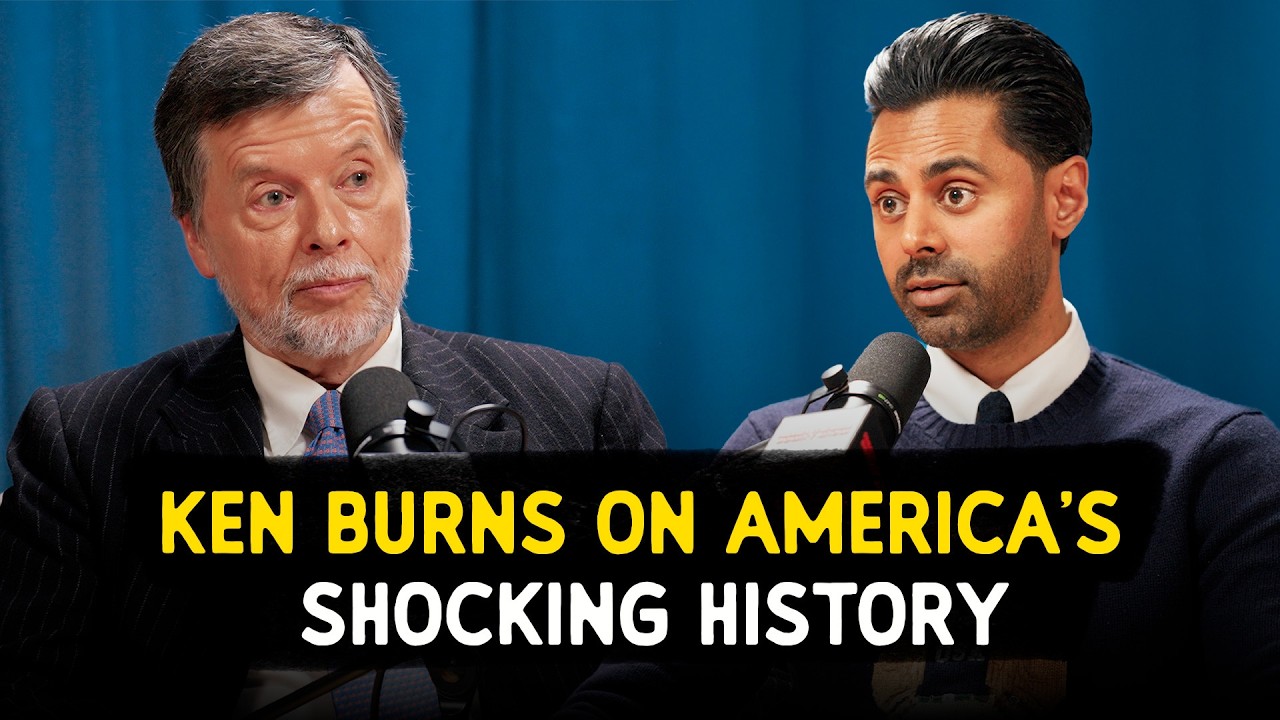 YouTube post by @HasanMinhaj for Babbel. Caption reads: Ken Burns on America’s Shocking History.
