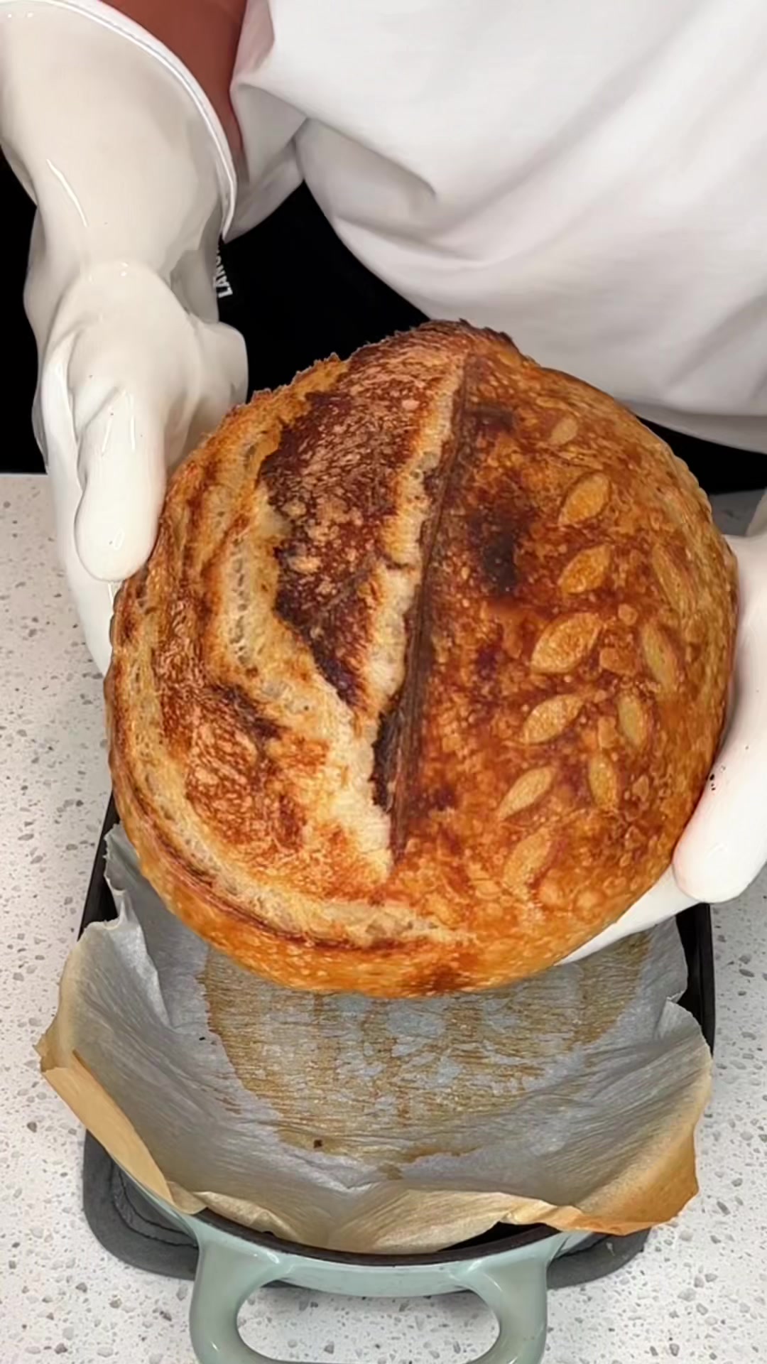 TikTok post by @macro_miranda for Krustic. Caption reads: [...] best sourdough loaf!! 🍞 also love the....