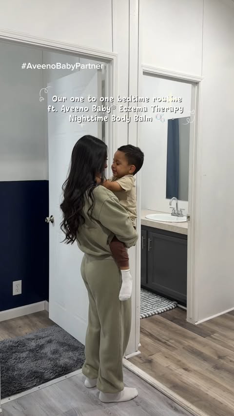 Instagram post by @itsjess.guevara for AVEENO Baby. Caption reads: #AveenoBabyPartner Lately bedtime has become more....