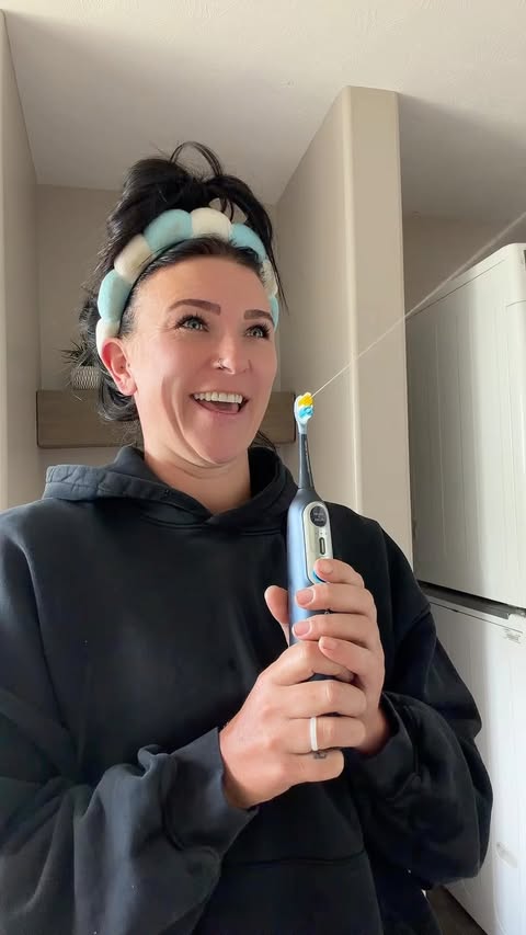 Instagram post by @erica_andersonacres for Soocas Oral Care Management. Caption reads: One less thing in my daily routine? 😁 Thanks to....