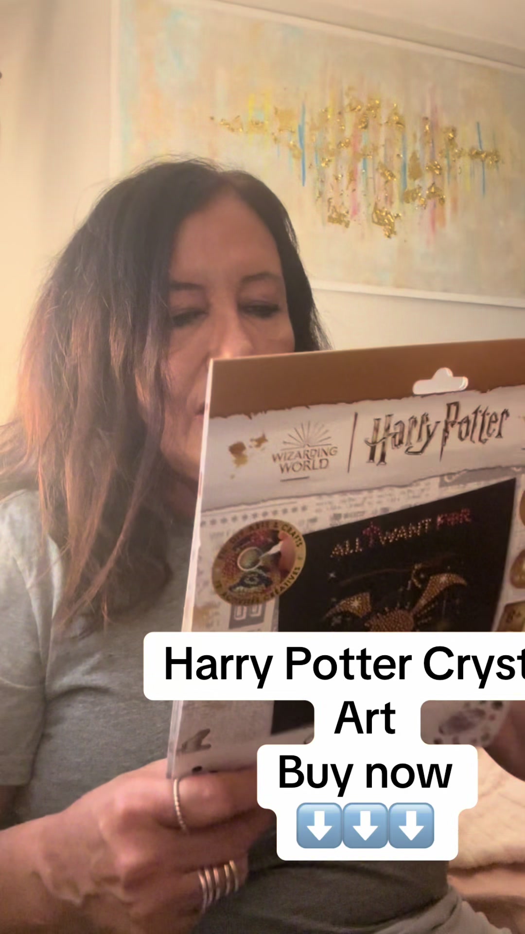 TikTok post by @semper.sora.lane for Craft Buddy. Caption reads: Harry Potter crystal art card @Craft Buddy UK....