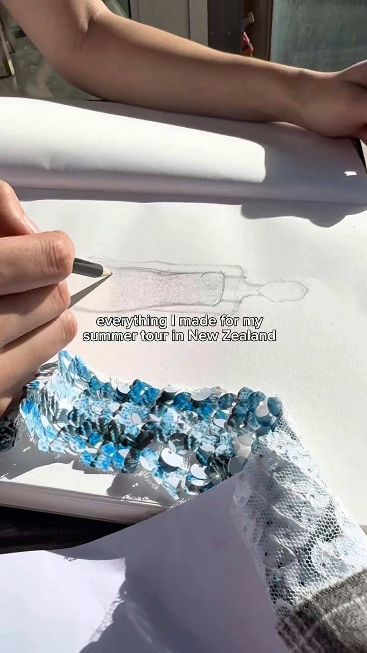 Instagram post by @len_blake_ for The Fabric Store. Caption reads: What’s your fav? 🩵

#sewingproject #outfitinspo....