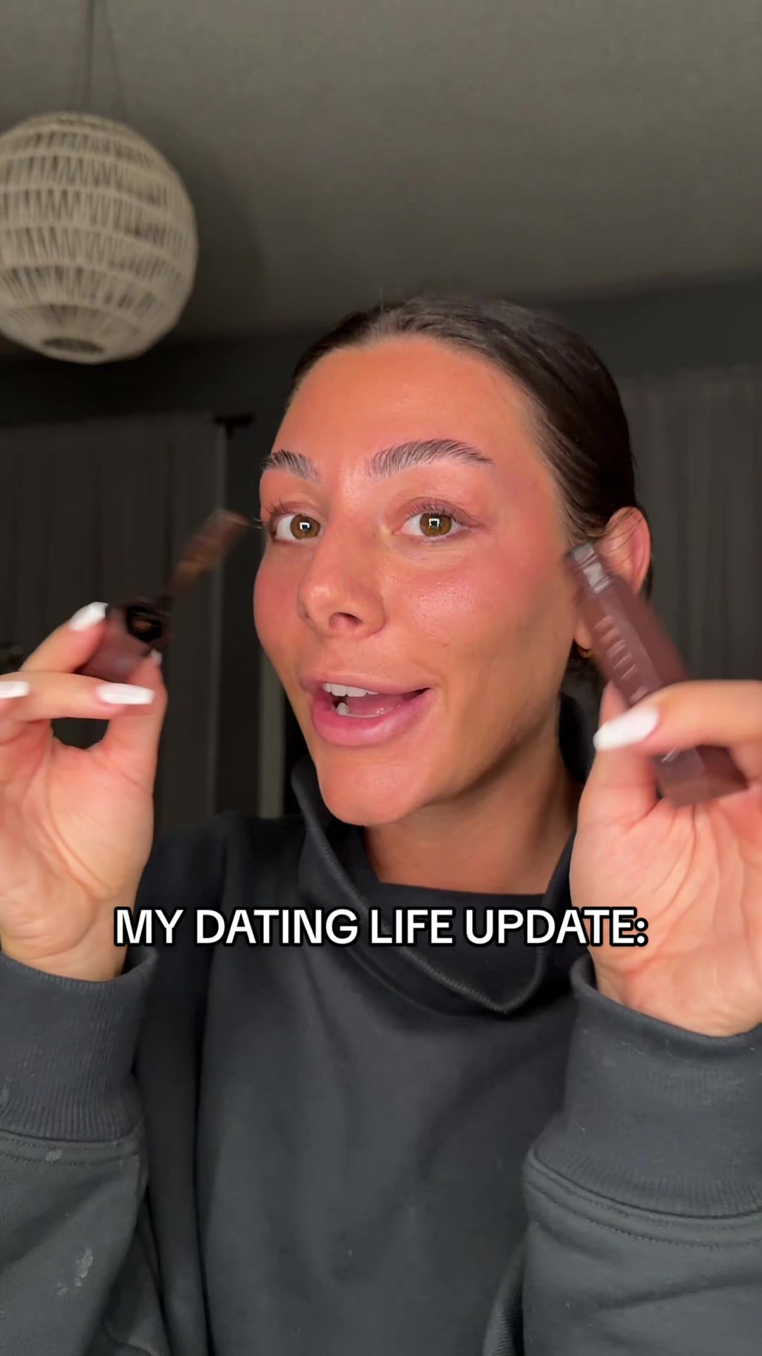 TikTok post by @izzysantulli for Too Faced. Caption reads: [...] @Tatcha US @Neutrogena Canada @Caudalie @Too....