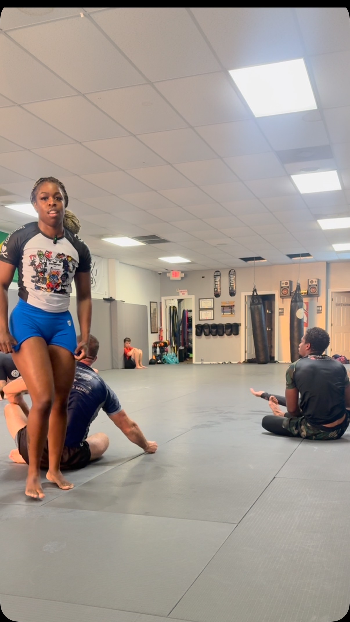 Instagram post by @mayaaadiaries for Hyperfly. Caption reads: [...] bjj doesn’t workout. 😗✌🏾🦦 Wearing....