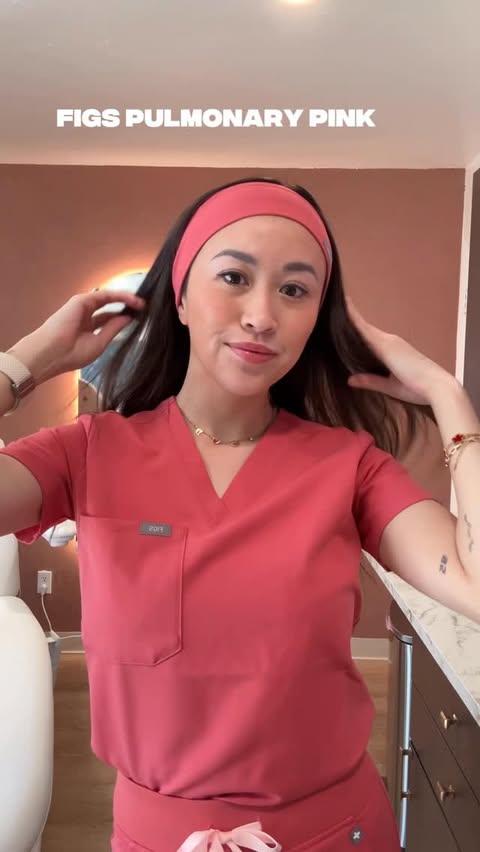 Instagram post by @the.nurse.sarah for FIGS. Caption reads: [...] is sooo Valentine’s Day coded! new @wearfigs....